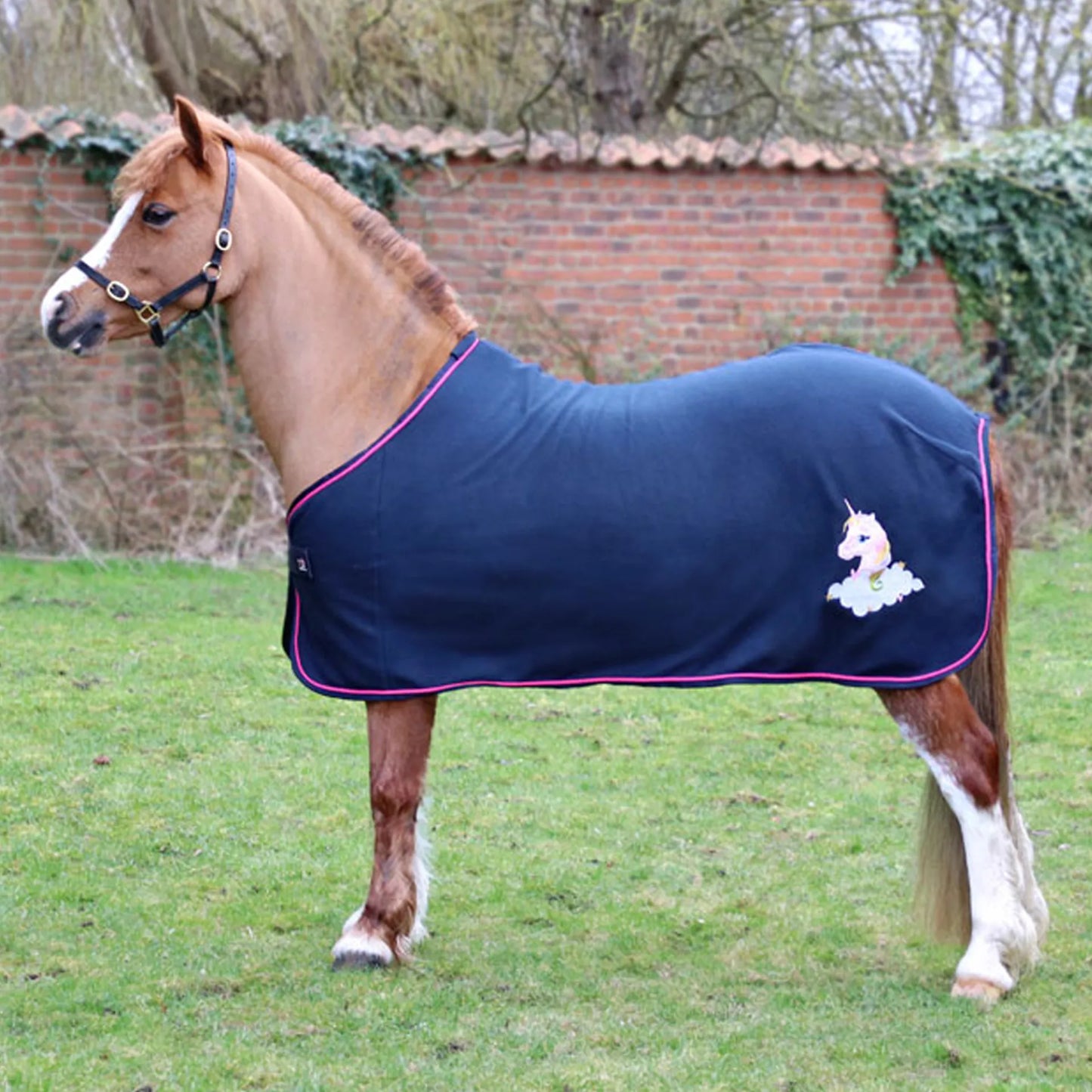 Little Rider Little Unicorn Fleece Rug - Navy/Pink